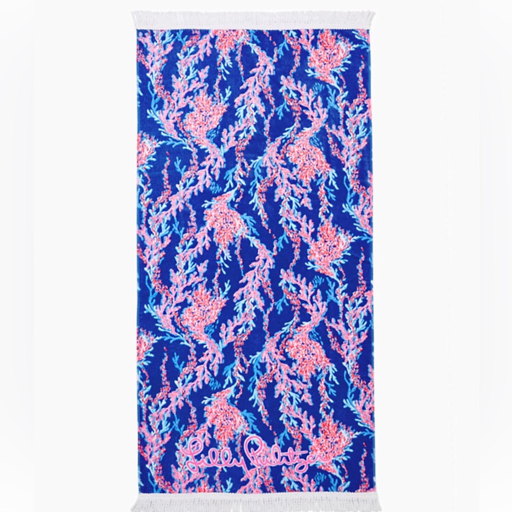 Brand New Lilly Pulitzer Velour Terry Beach Towel in Borealis Blue Swim On Over